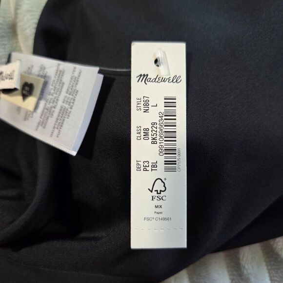NWT MADEWELL BLACK BANDEAU STRAPPY SWIM TOP SIZE L - Picture 4 of 7